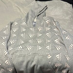 Adidas Men's Grey Logo Hoodie